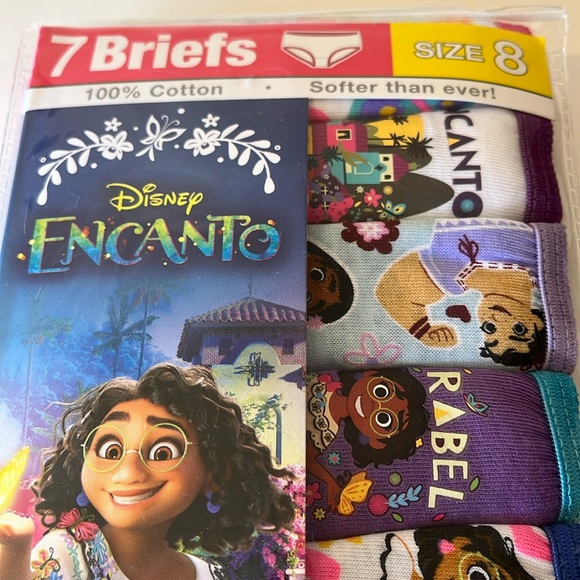 Disney, Encanto theme, 7pk girls briefs, size 8. - Picture 2 of 4